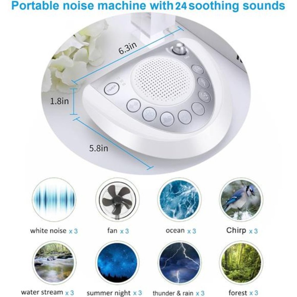 White Noise Machine Raynic Sound Machine Portable Sleep Machine - Picture 3 of 6